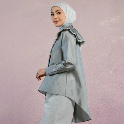 Kara Embroidery Storm Gray Top (HijabChic x Tiqasya) | HijabChic