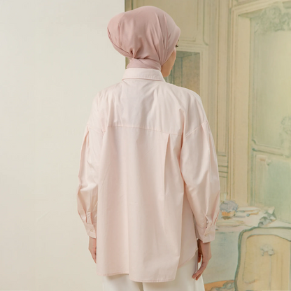 Laya Top - Kemeja Katun Bordir Two Tone Color