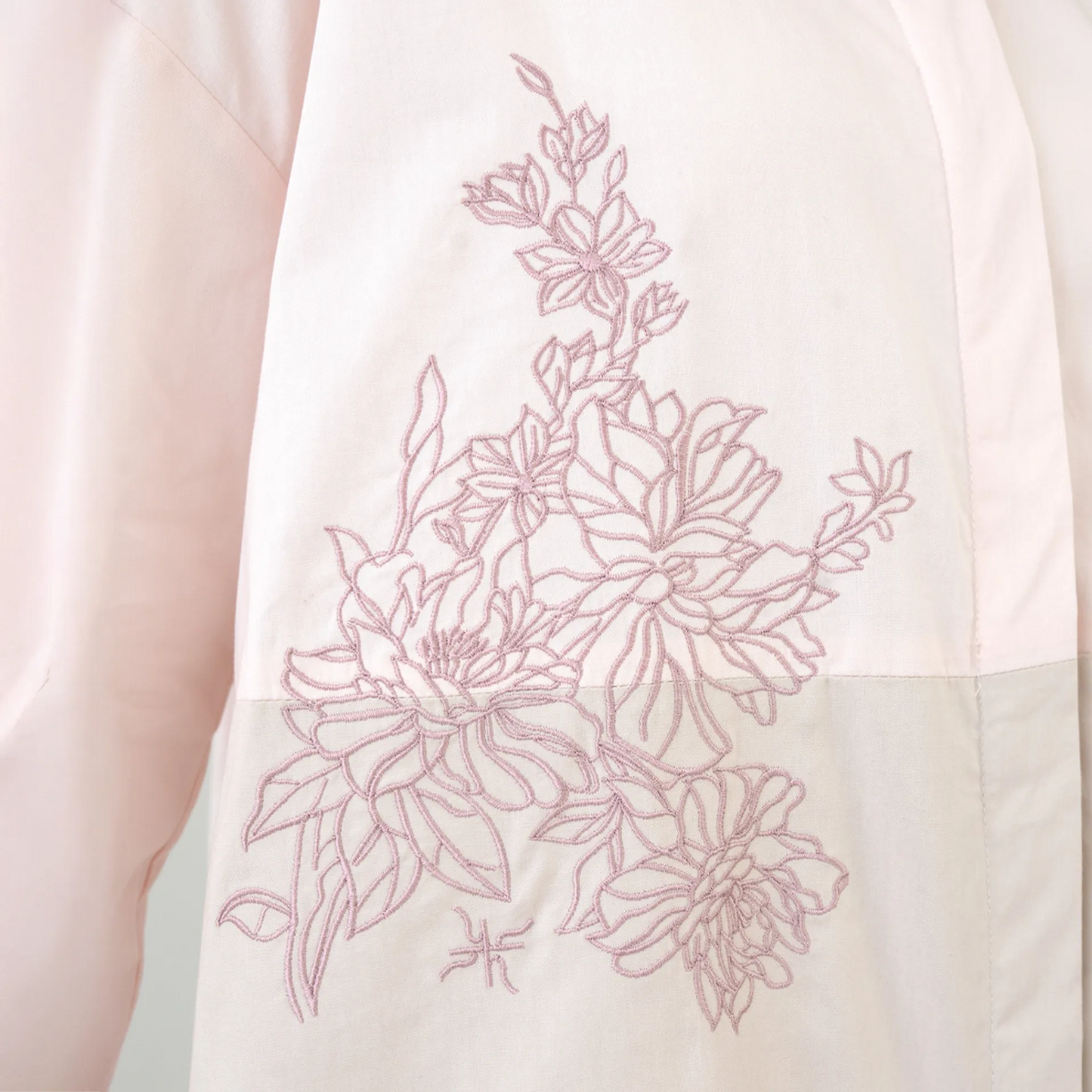 Laya Top - Kemeja Katun Bordir Two Tone Color