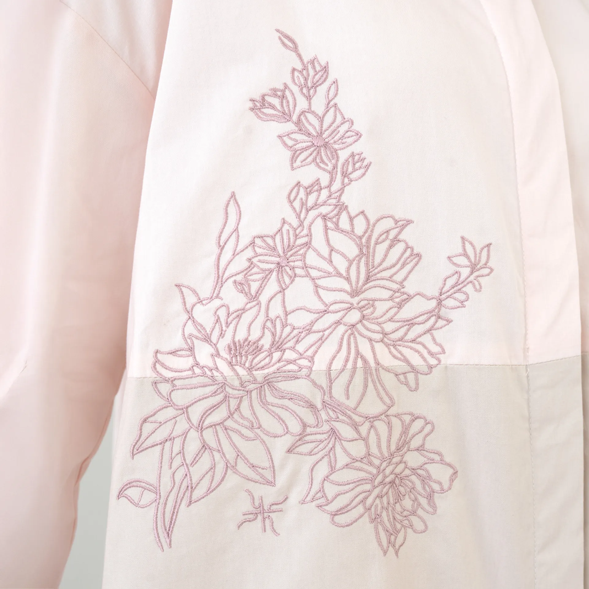 Laya Top - Kemeja Katun Bordir Two Tone Color