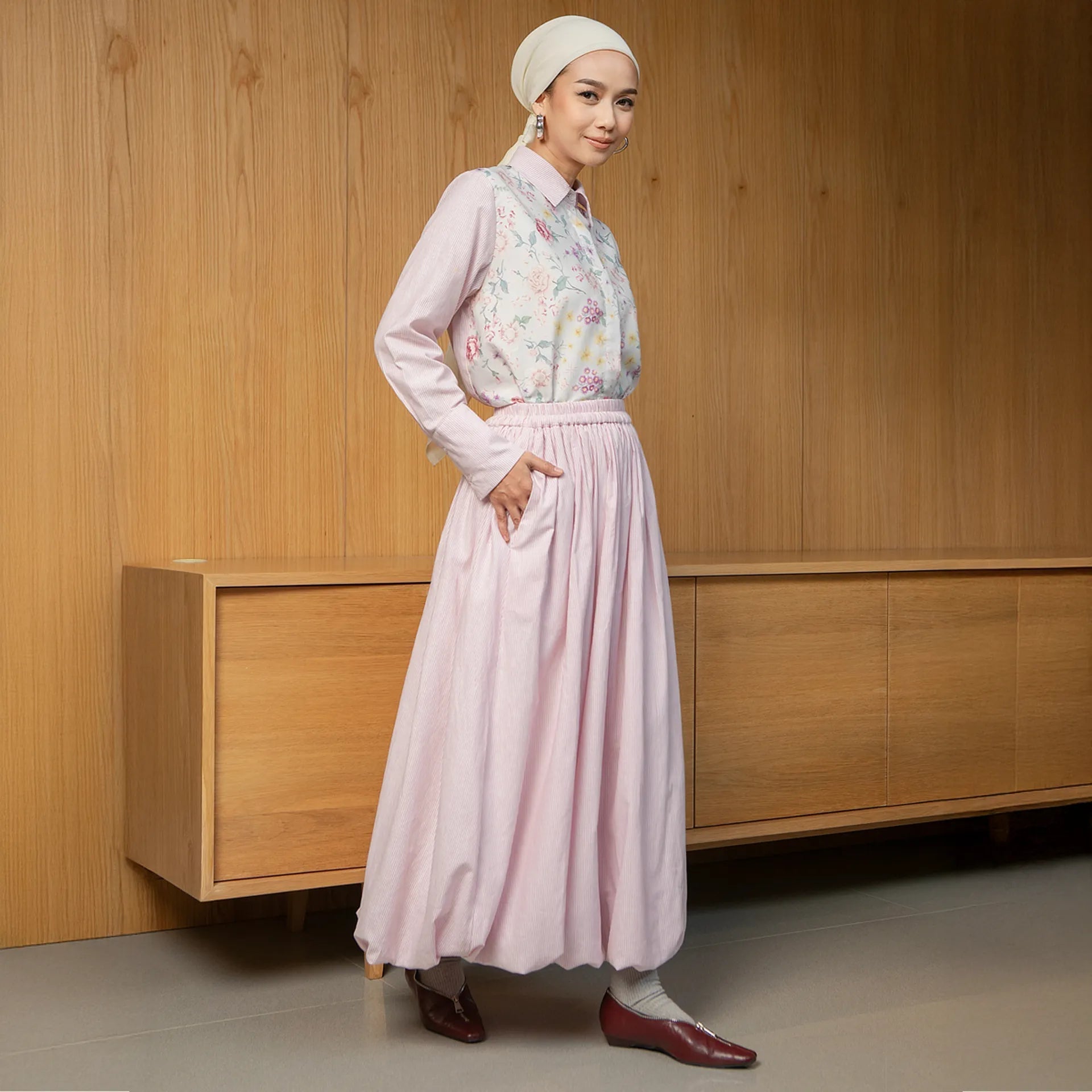 Liu Pale Pink Ballon Skirt | HijabChic