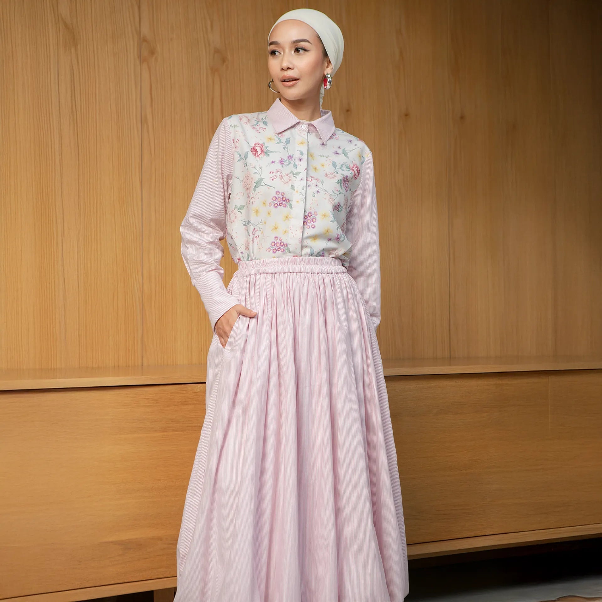 Liu Pale Pink Ballon Skirt | HijabChic