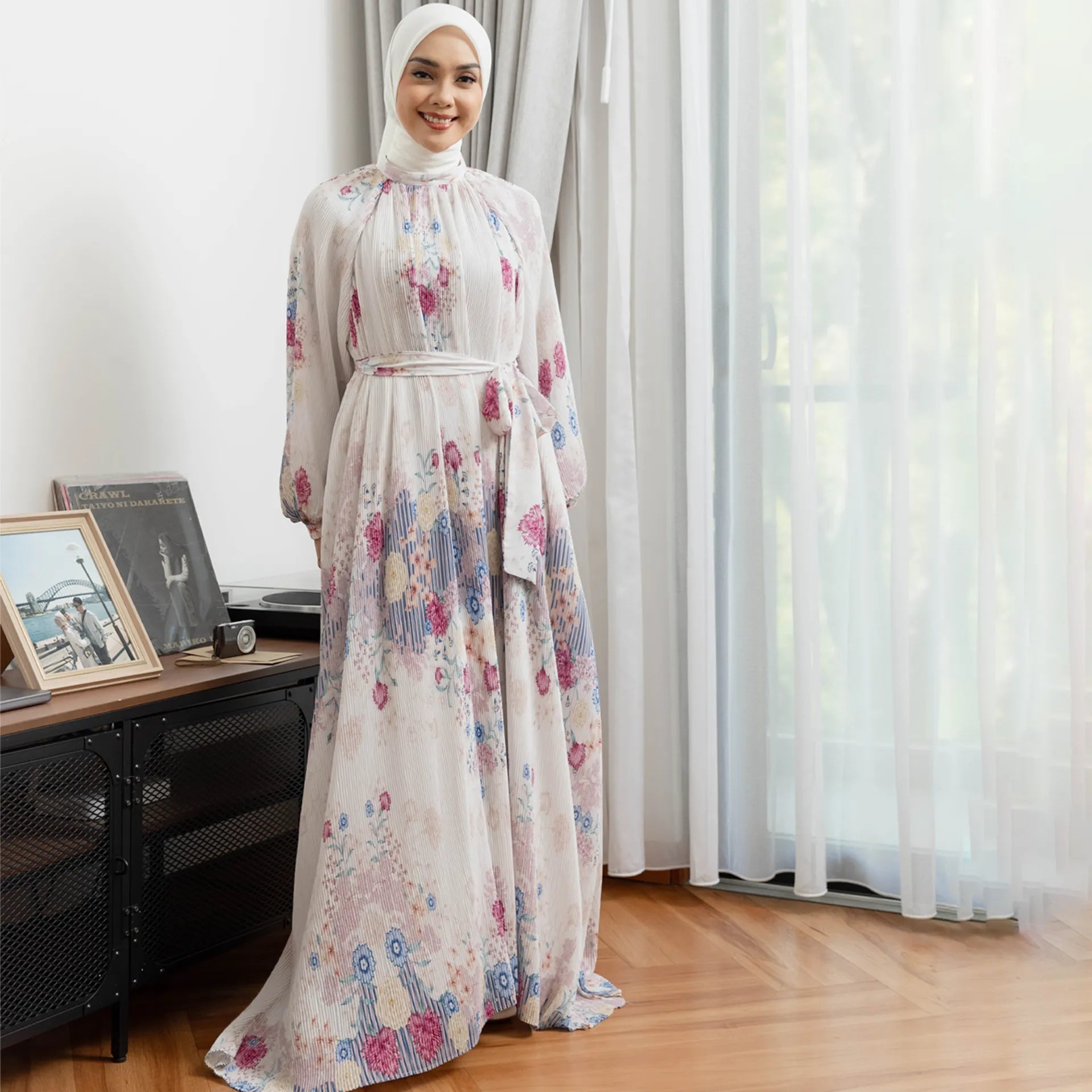 layluma beige dress hijabchic tiqasya dress pattern