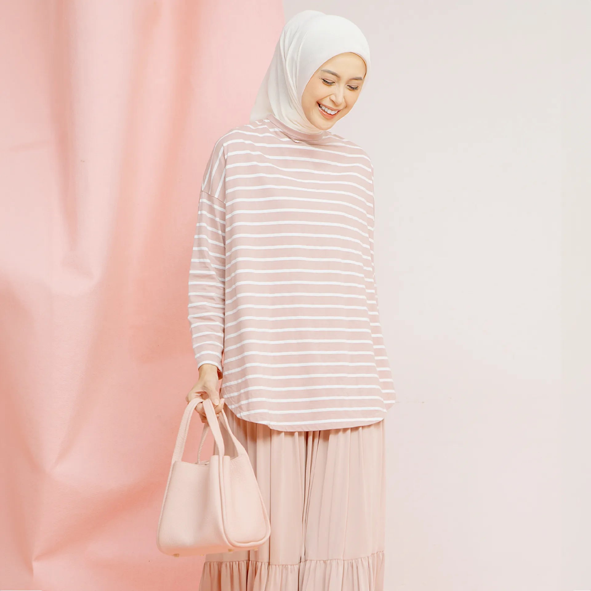 Mayumi Mauve & White Stripe Tops