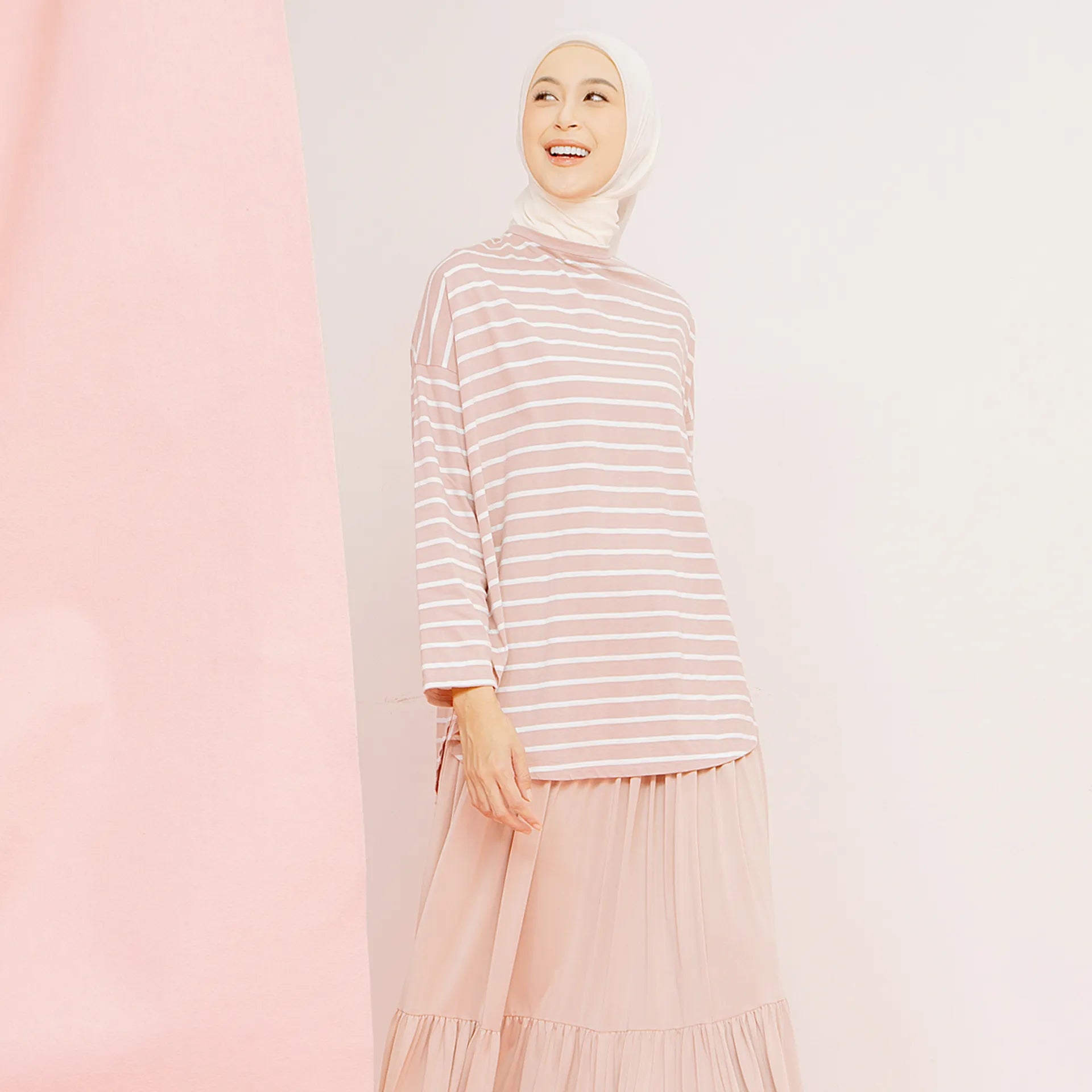 Mayumi Mauve & White Stripe Tops