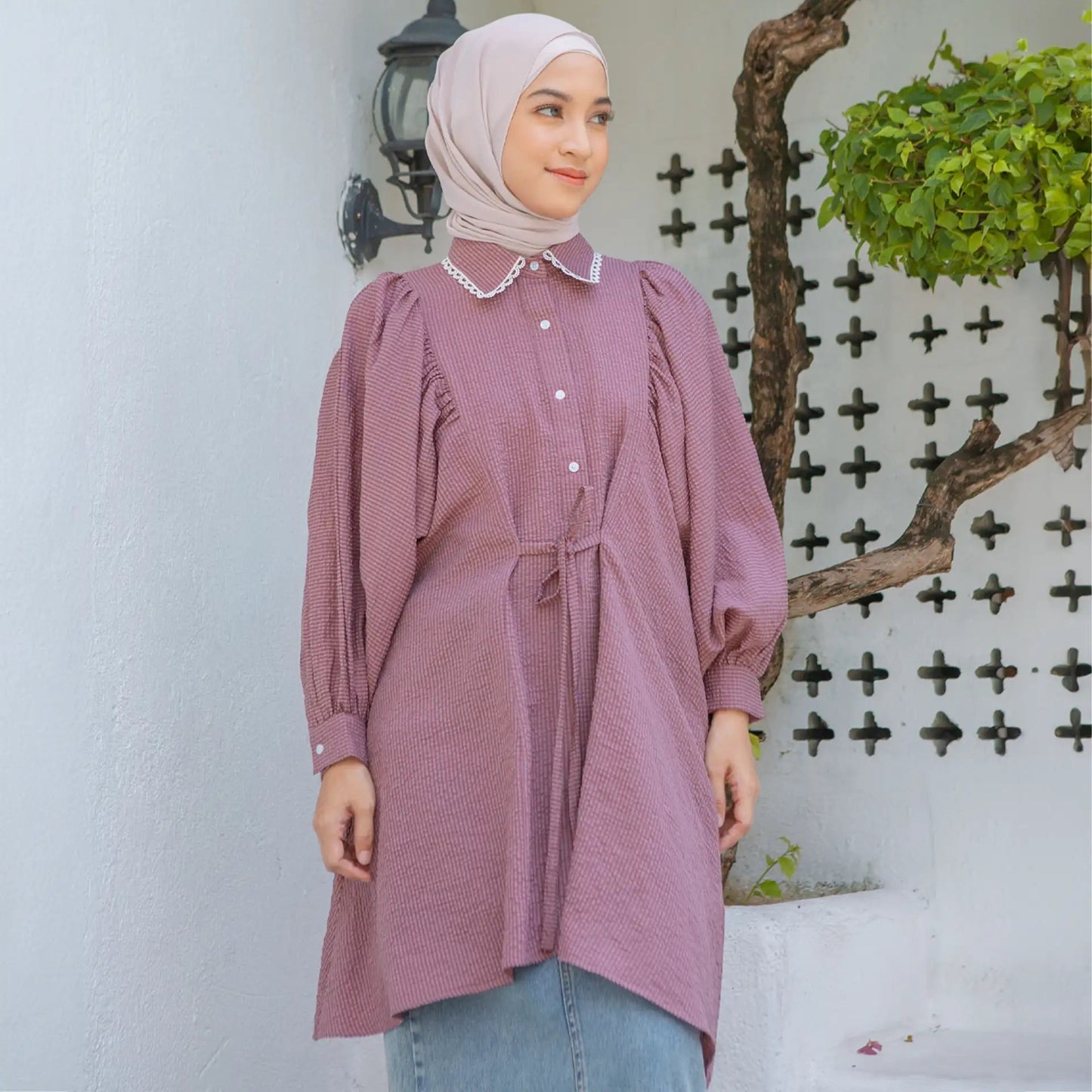 alta mauve tunic hijabchic atasan blouse