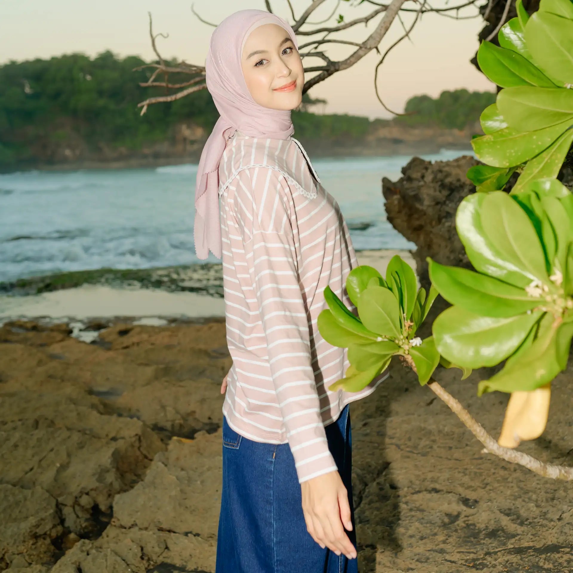 candice stripe mauve white top hijabchic atasan stripe 3