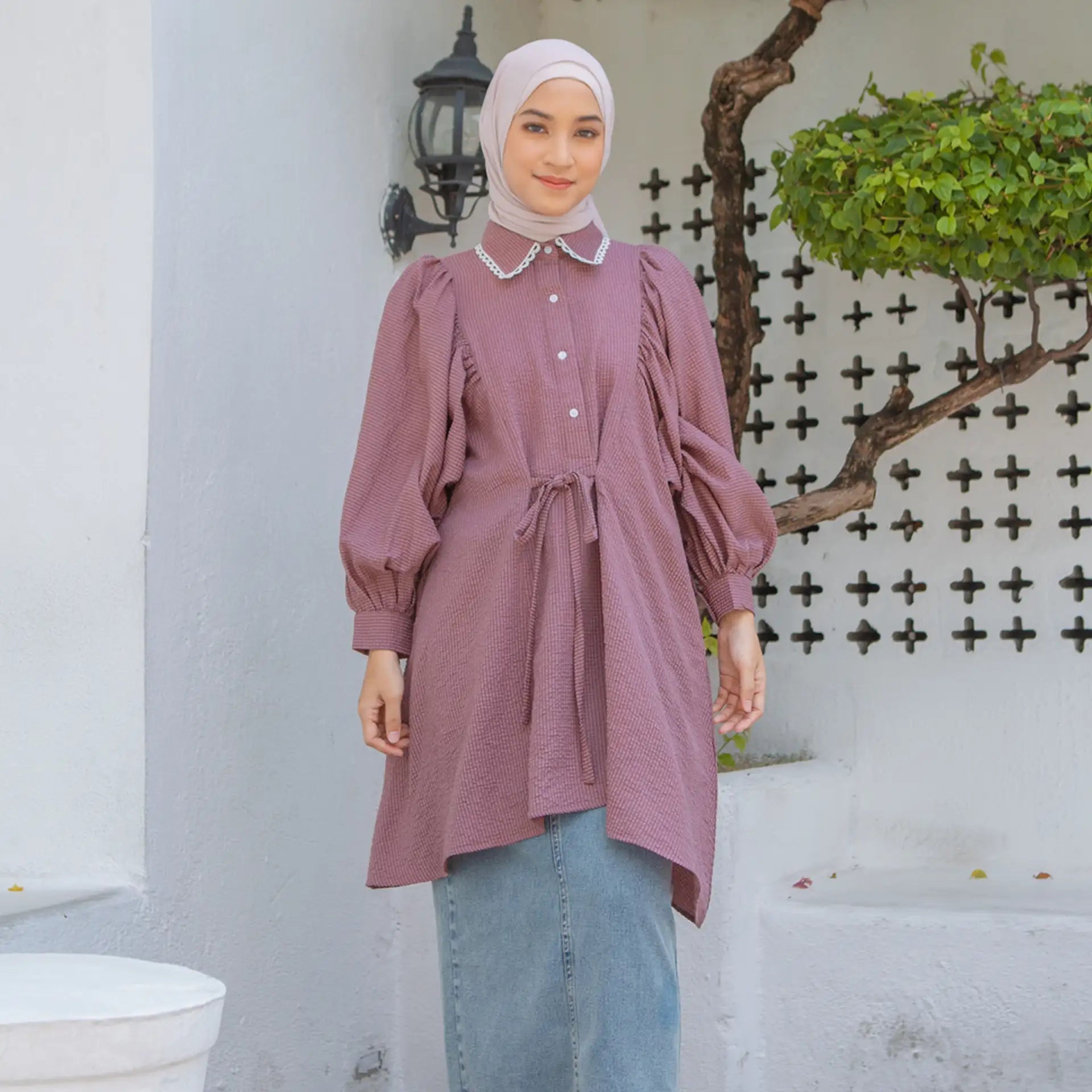 alta mauve tunic hijabchic atasan blouse