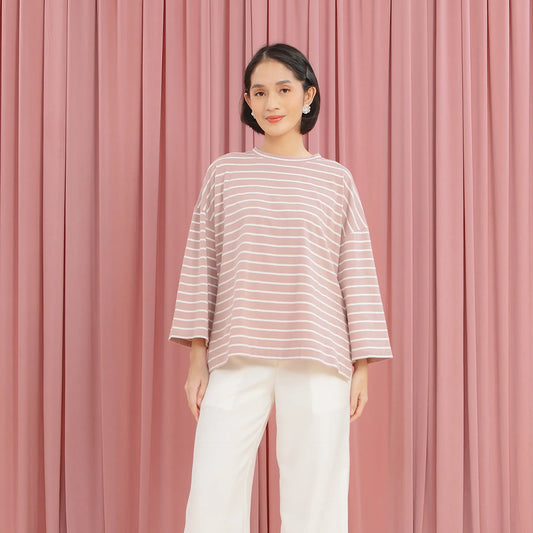 Megumi Mauve Stripe Tops | HijabChic