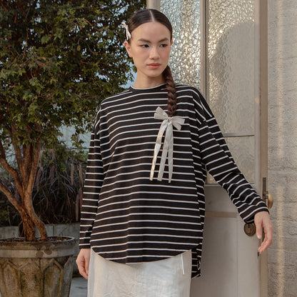 Mayumi Black and White Stripe Tops