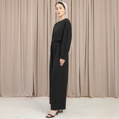 Nava Pants - Celana Knit Karet Pinggang Silluet Lurus