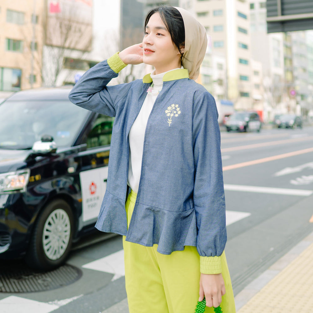 Nara Blue Denim Outerwear | HijabChic