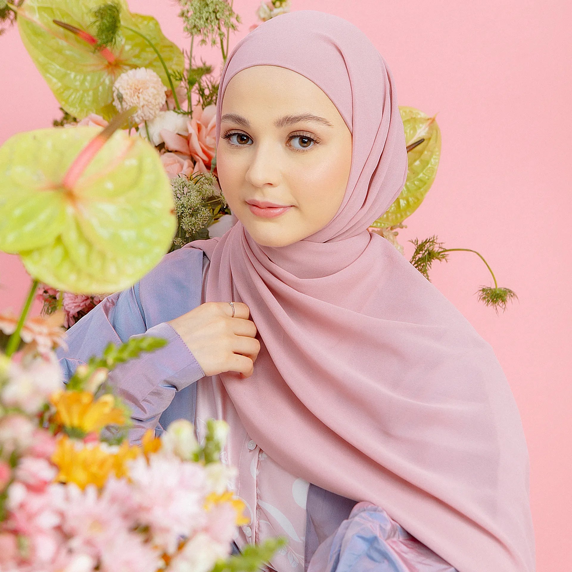 Azima Pink Shadow Instant Pashmina