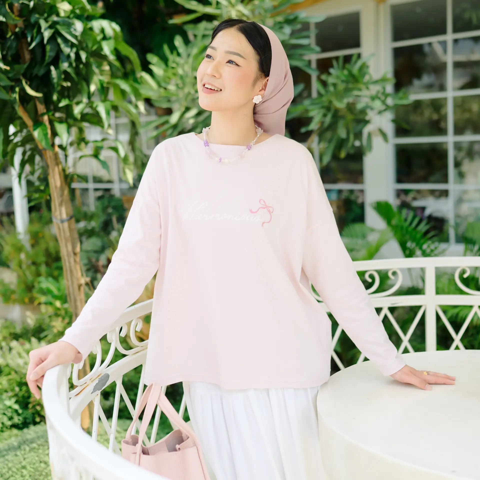 raquel peach pink top hijabchic blouse pink