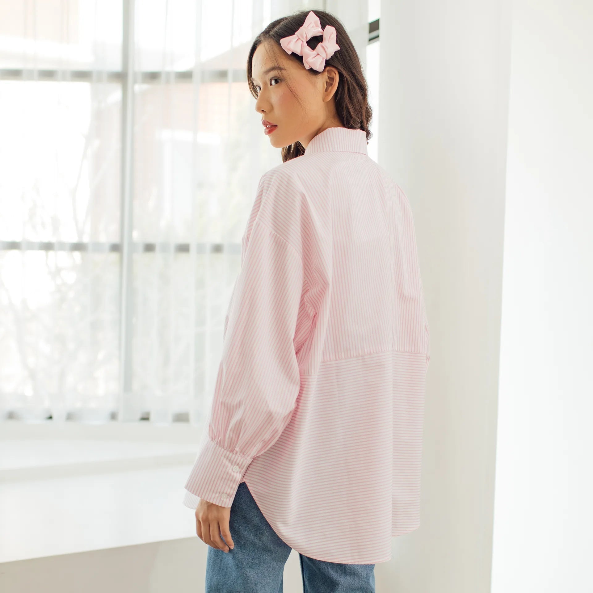 Arvina Stripe Pink Tops | HijabChic