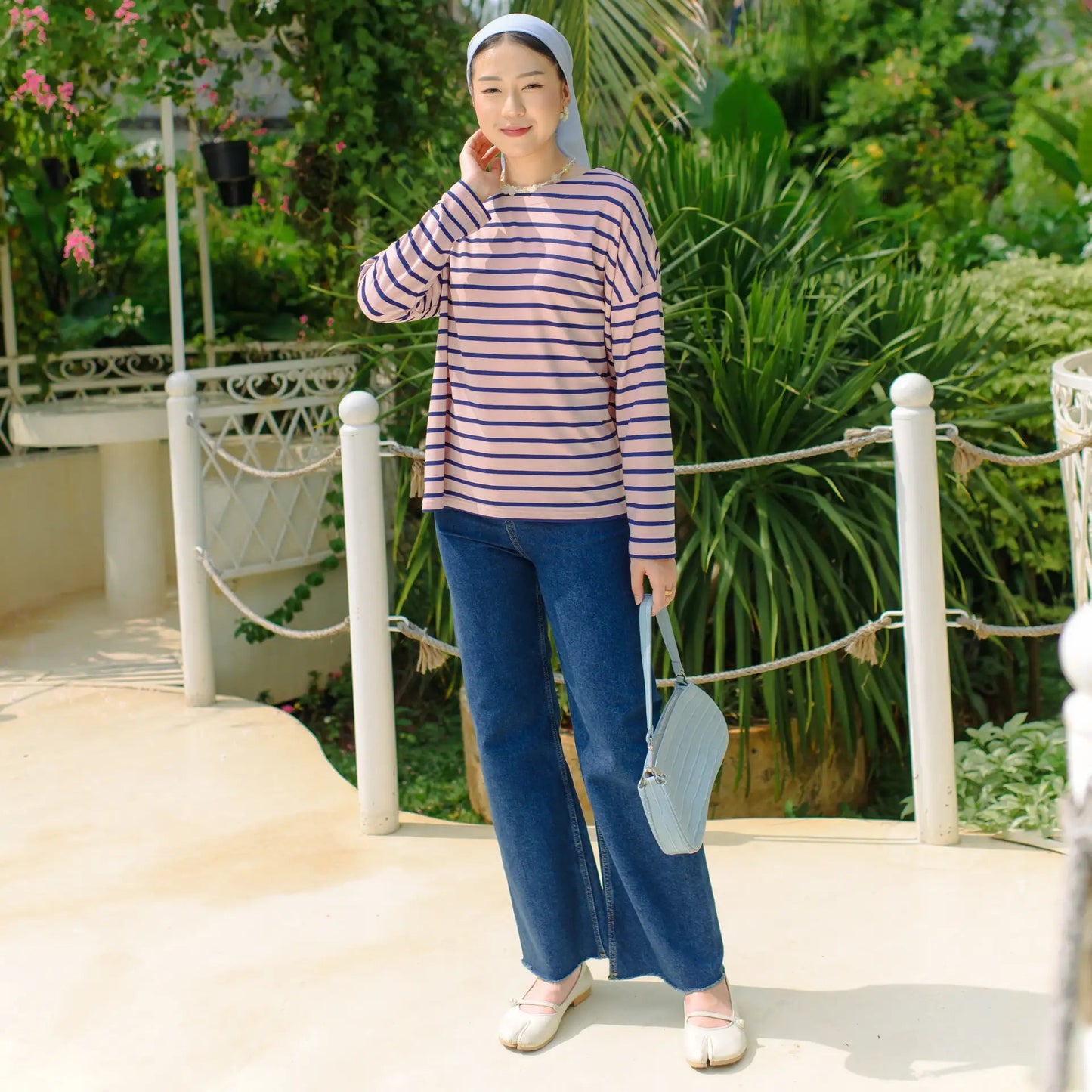 ulyani pink stripe top hijabchic