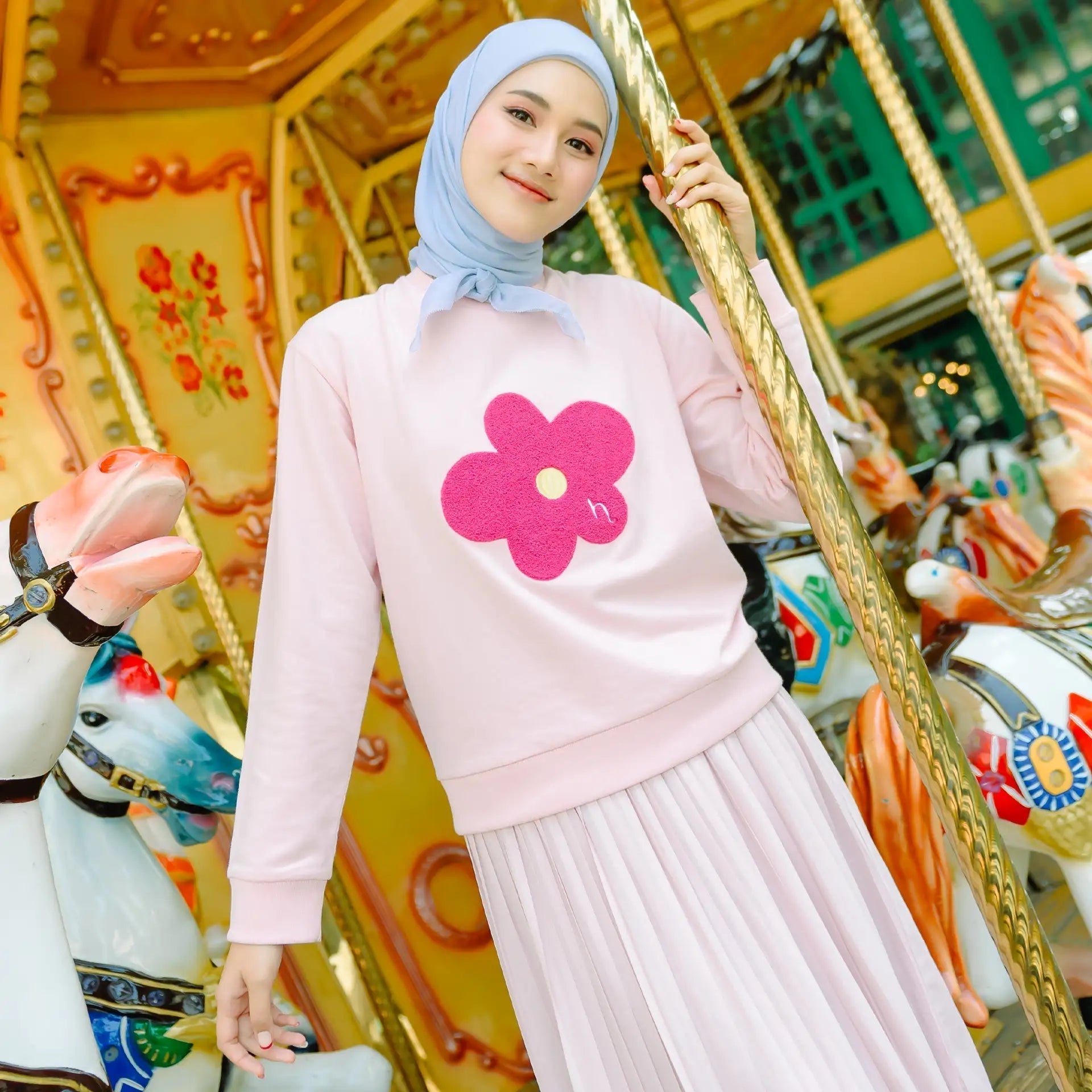 Raline Rose Pink Sweater Tops (HijabChic Pink X Rania) | HijabChic