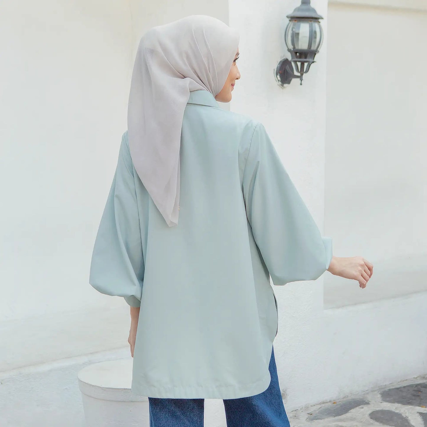 laeticia embroidery sage top hijabchic kemeja sage