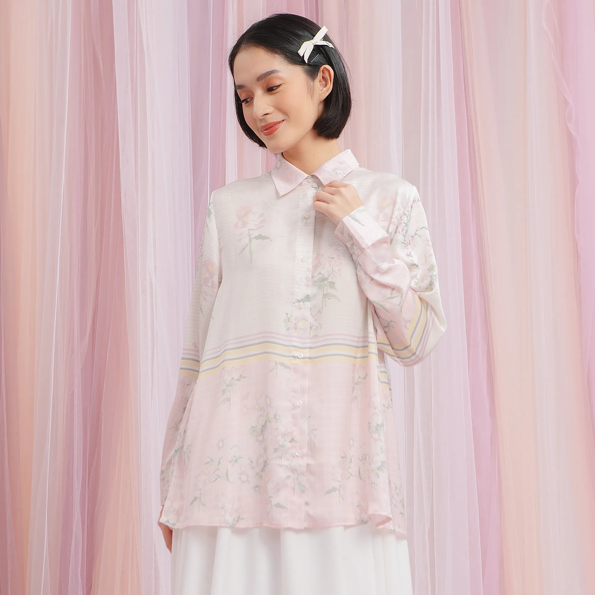 Telma Creme Pink Shirt | HijabChic
