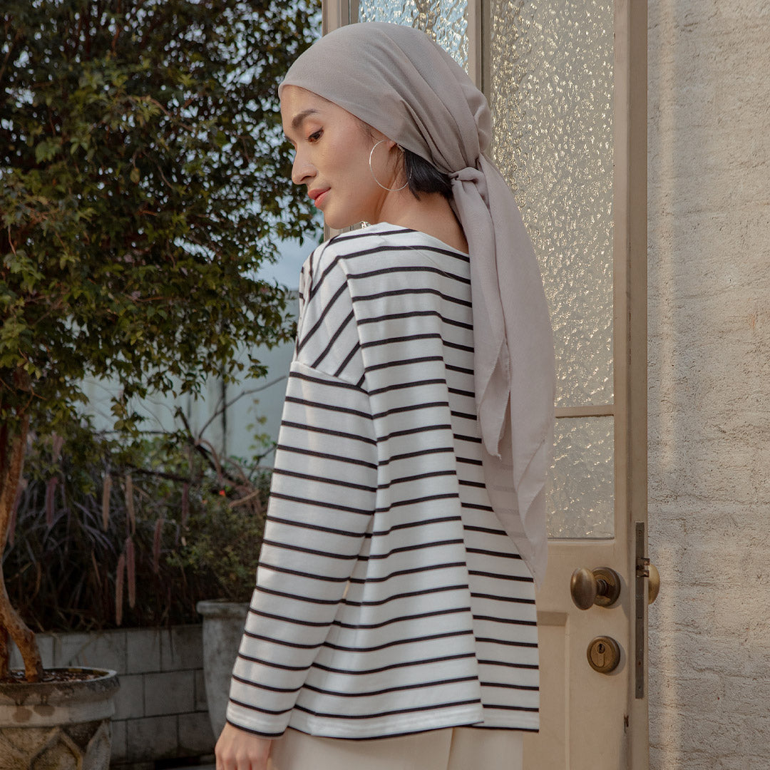 Ulyani Black and White Stripe Tops