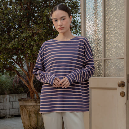 Ulyani Dark Blue Stripe Tops