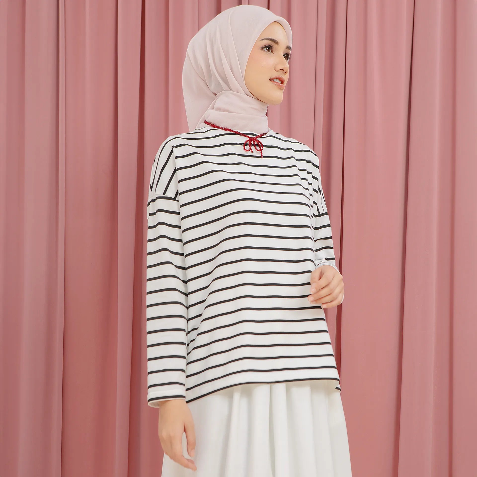 Ulyani Black and White Stripe Tops