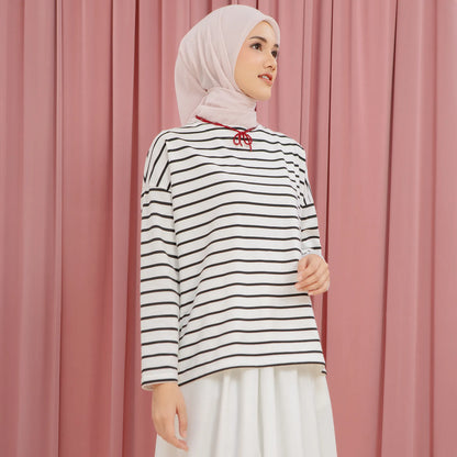 Ulyani Black and White Stripe Tops