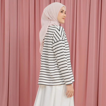 Ulyani Black and White Stripe Tops