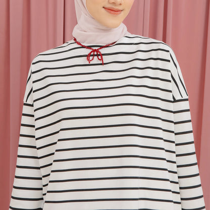 Ulyani Black and White Stripe Tops