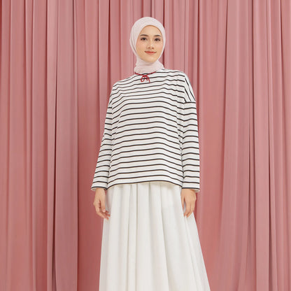 Ulyani Black and White Stripe Tops