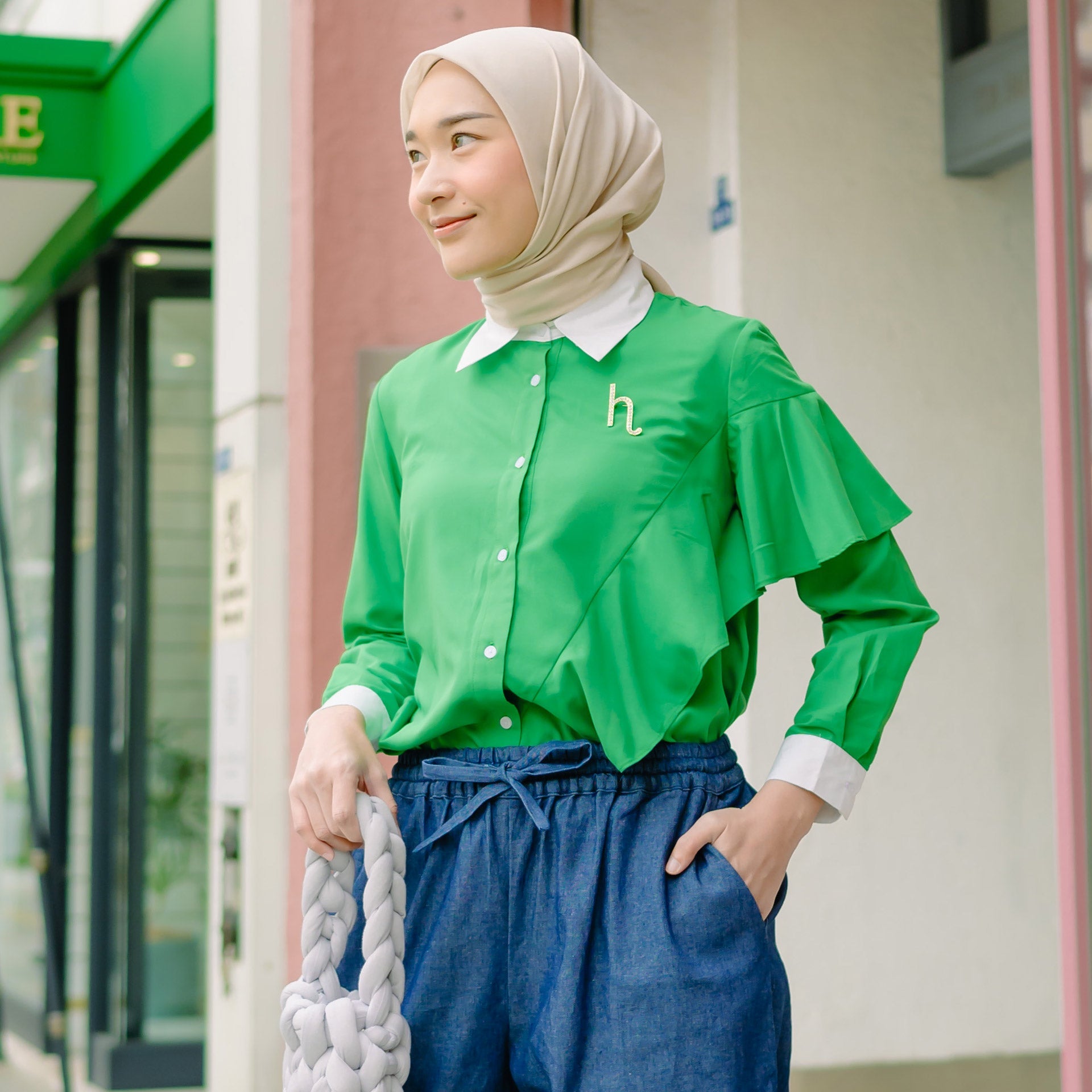 Yuki Fern Green Tops | HijabChic