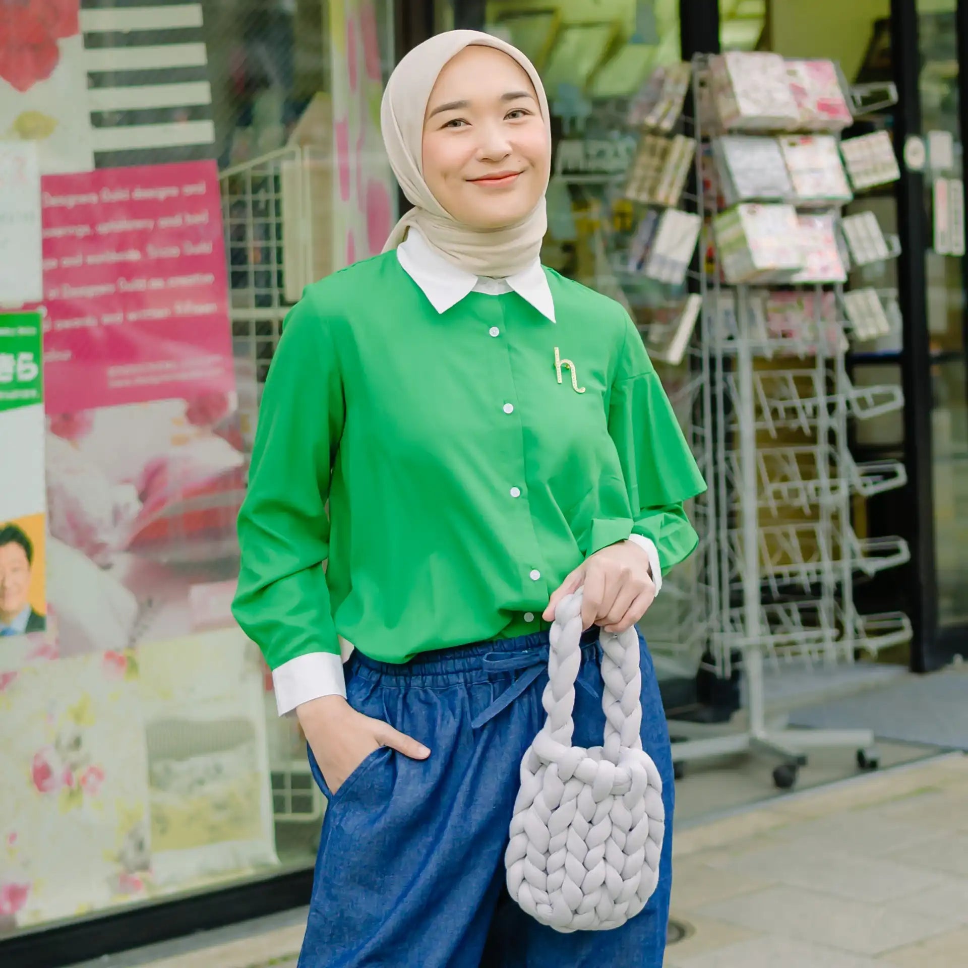 Yuki Fern Green Tops | HijabChic