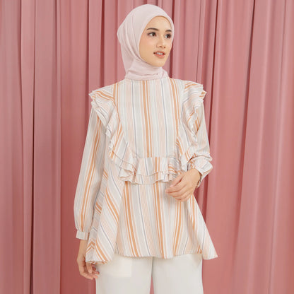 Zalina Peach Stripe Tops