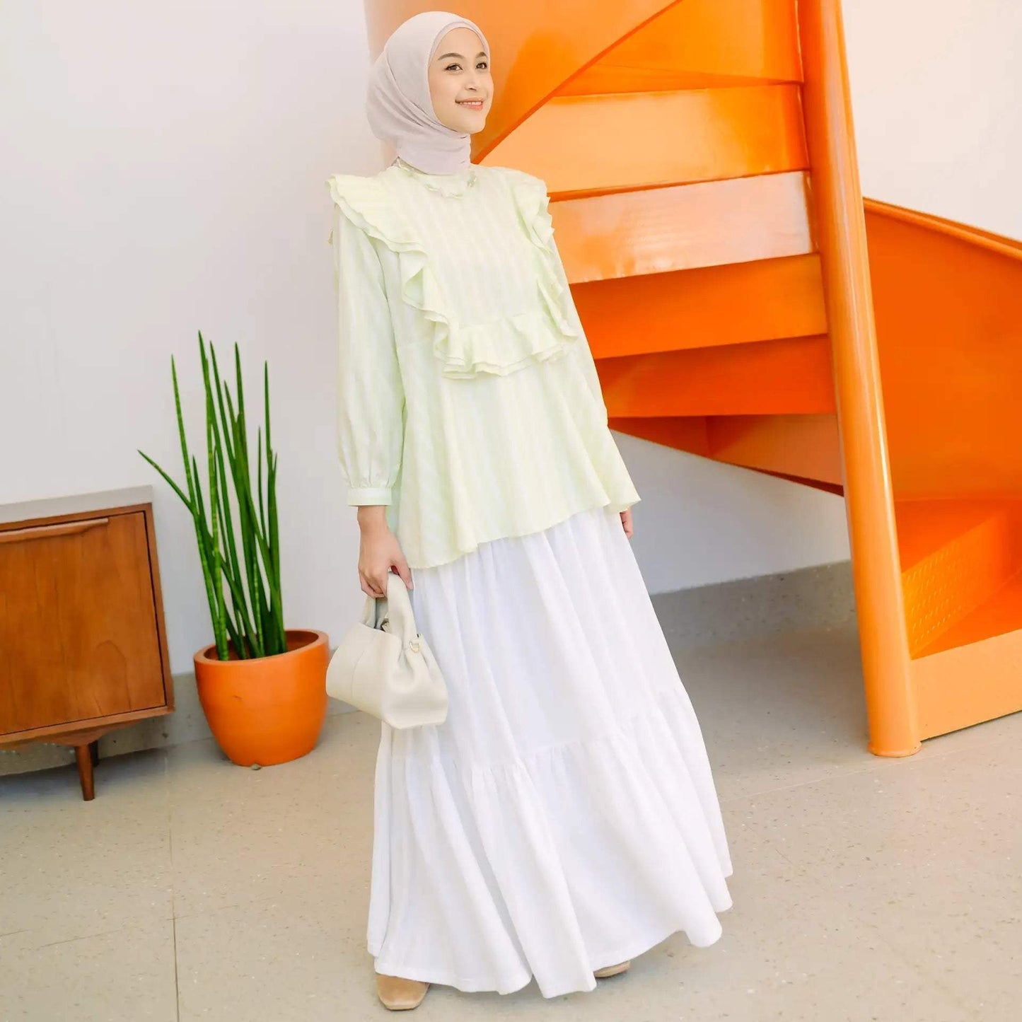 zalina apple green stripe tops hijabchic atasan blouse 4