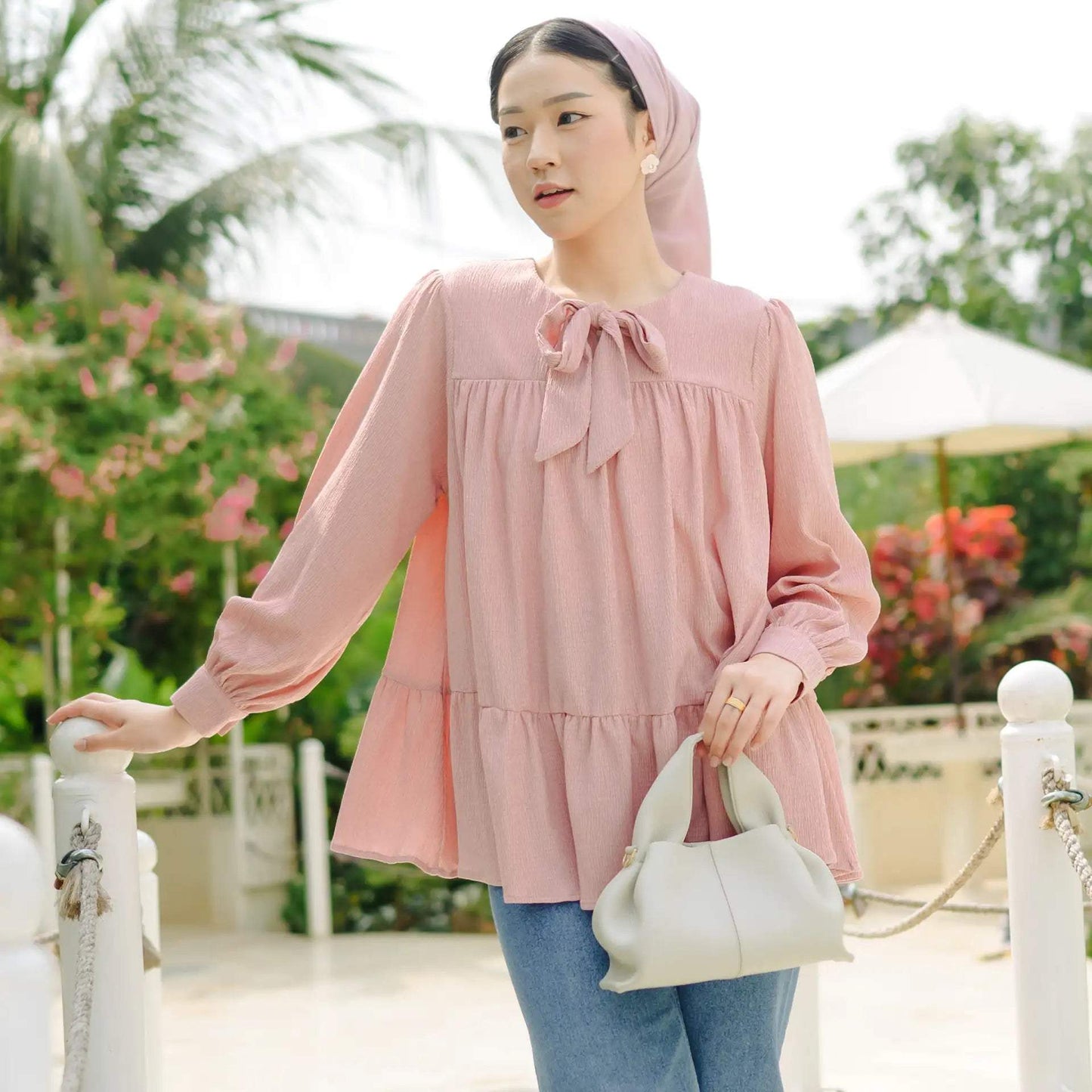 ziana pink top hijabchic blouse 3