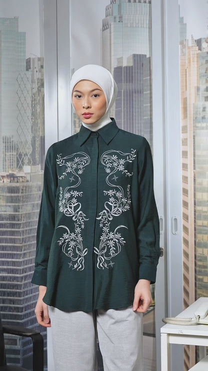 Sarae Embroidery Top - Kemeja Rayon Bordir Bunga