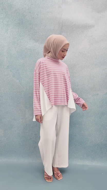 Athaya Top - Baju Kaos Stripe Daily Katun