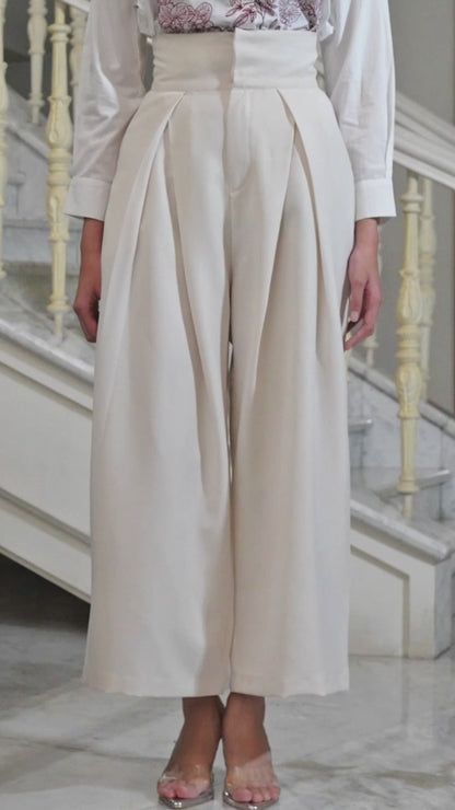 Sekar Beige Pants - Celana Loose Ban Tinggi