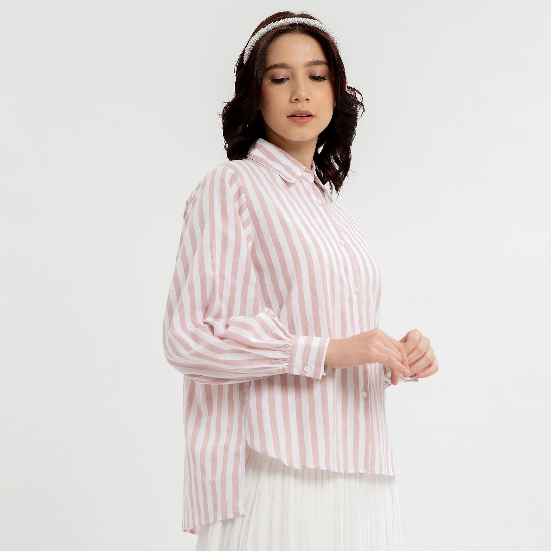 Aleta Stripe Pink Tops | HijabChic