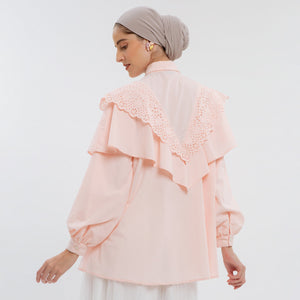 
            
                Load image into Gallery viewer, Amina Embroidered Crystal Pink Tops | HijabChic
            
        