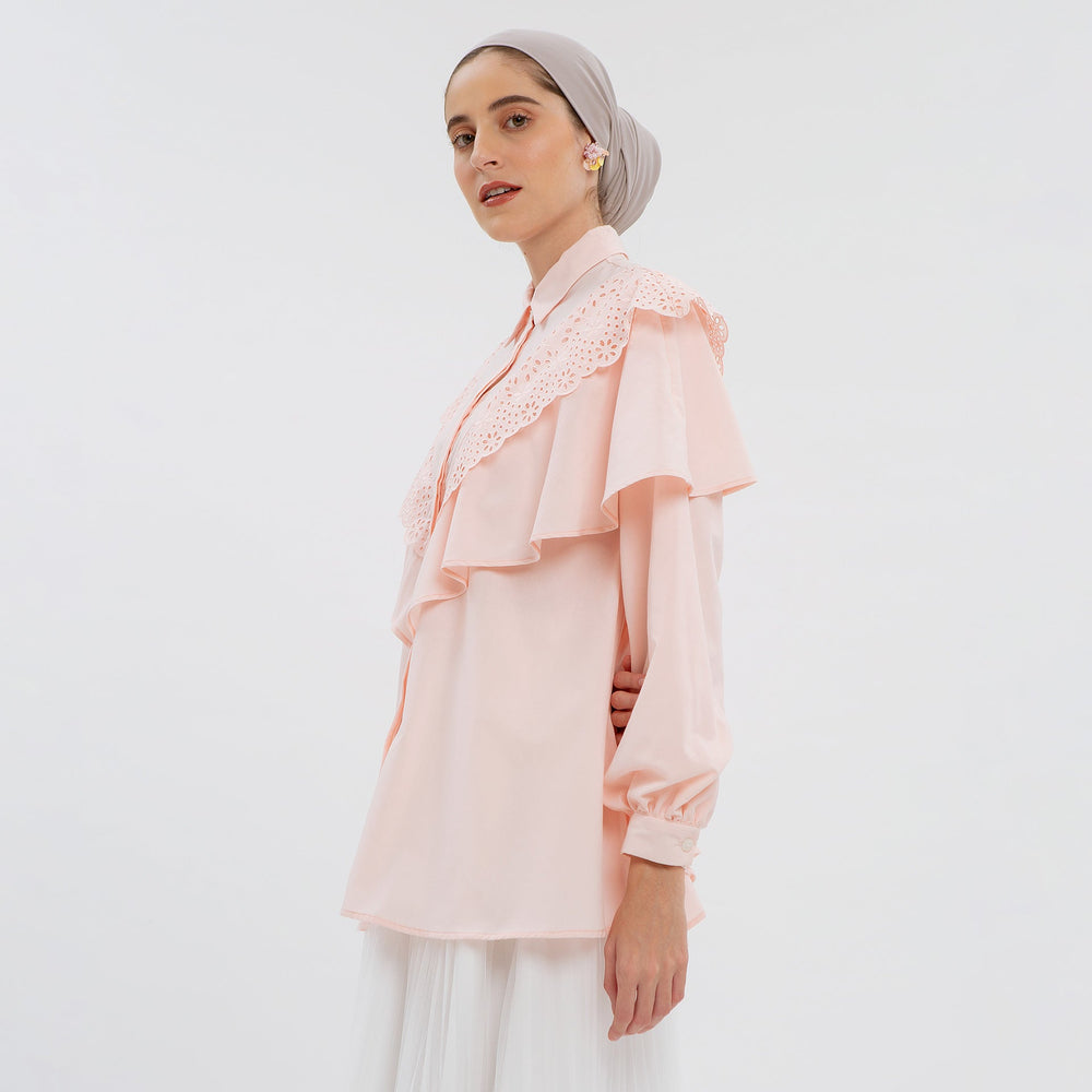 Amina Embroidered Crystal Pink Tops | HijabChic