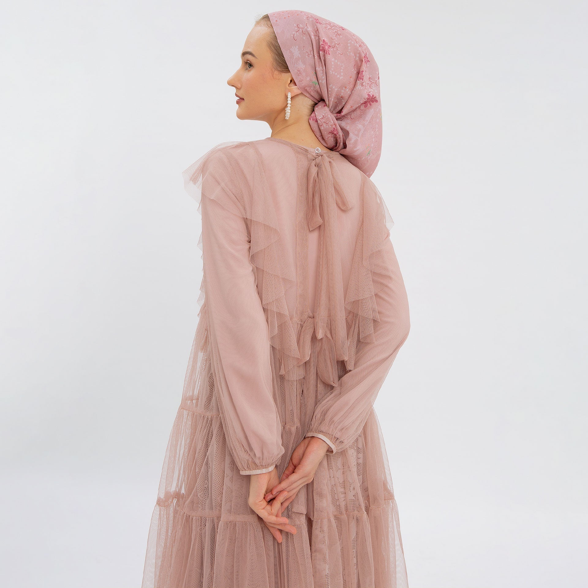 Aruna Tulle Mocca Outerwear | HijabChic