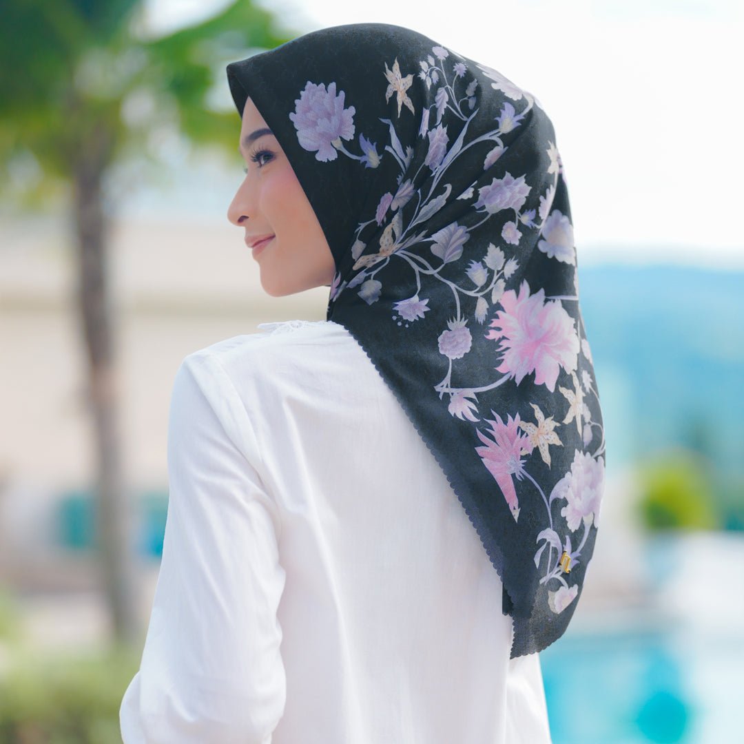 HC x ZD Fleuria Scarf Black | HijabChic