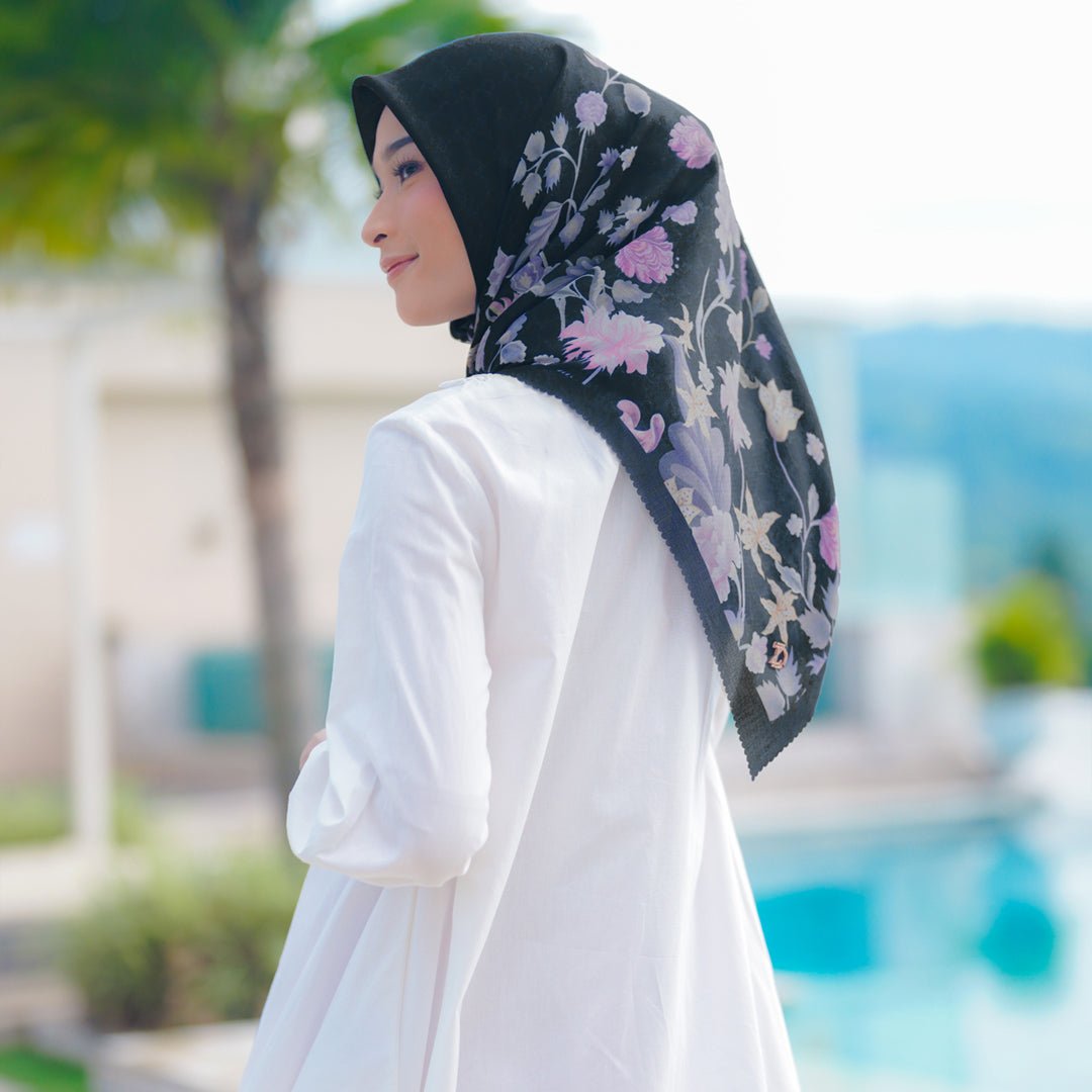 HC x ZD Fleuria Scarf Black | HijabChic