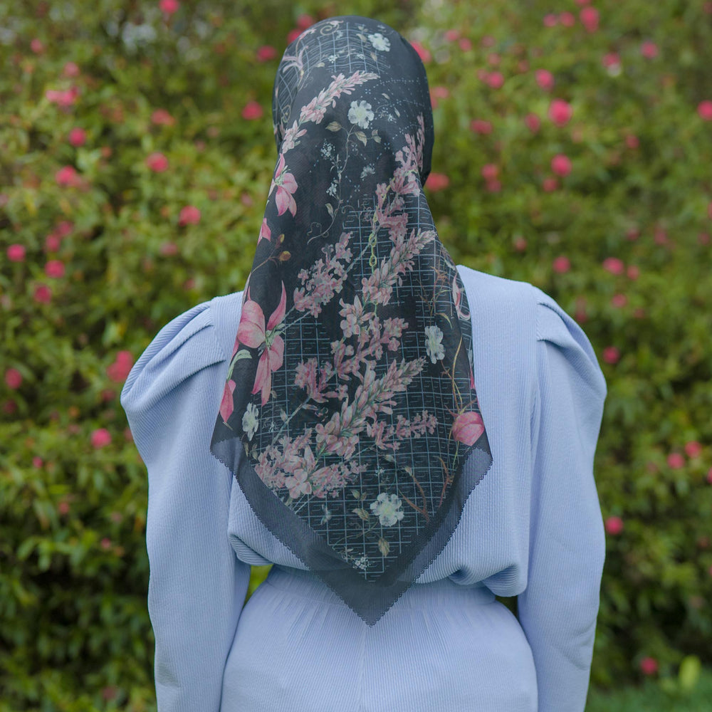 
            
                Load image into Gallery viewer, Blossom Black Scarf | HijabChic
            
        